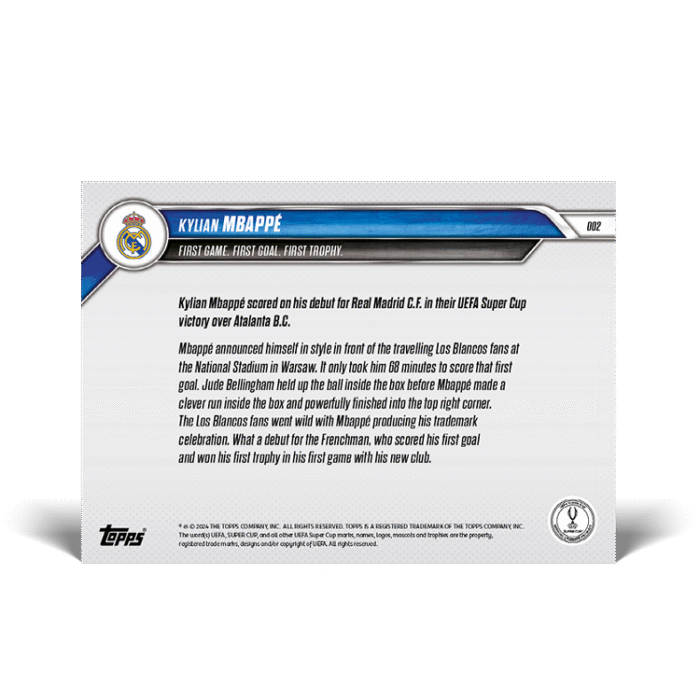 Kylian Mbappé - First Game. First Goal. First Trophy. - 24/25 UCC TOPPS NOW® Card 2