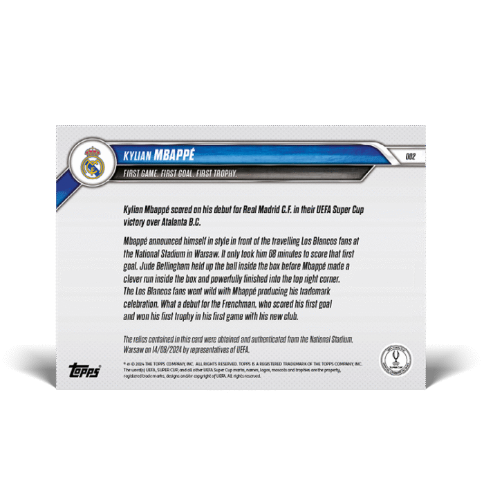 Kylian Mbappé - First Game. First Goal. First Trophy. - 24/25 UCC TOPPS NOW® Card 2